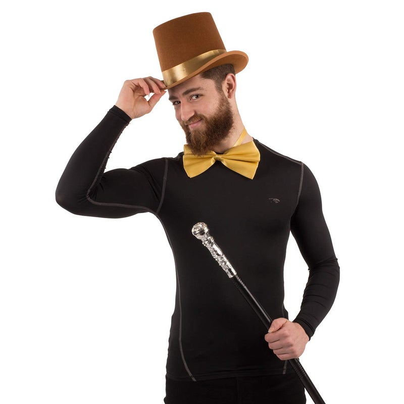 Tigerdoe Brown Top Hat and Bow Tie with Walking Scepter- 3 Pc Chocolate Factory Costume Set - Steampunk Top Hat Brown - Image 2